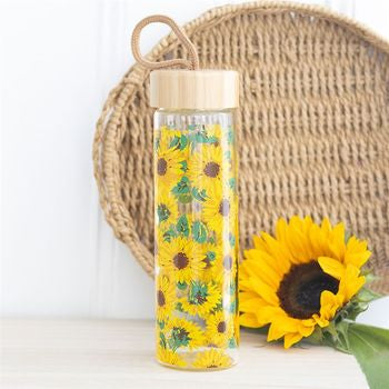 Sunflower glass water bottle