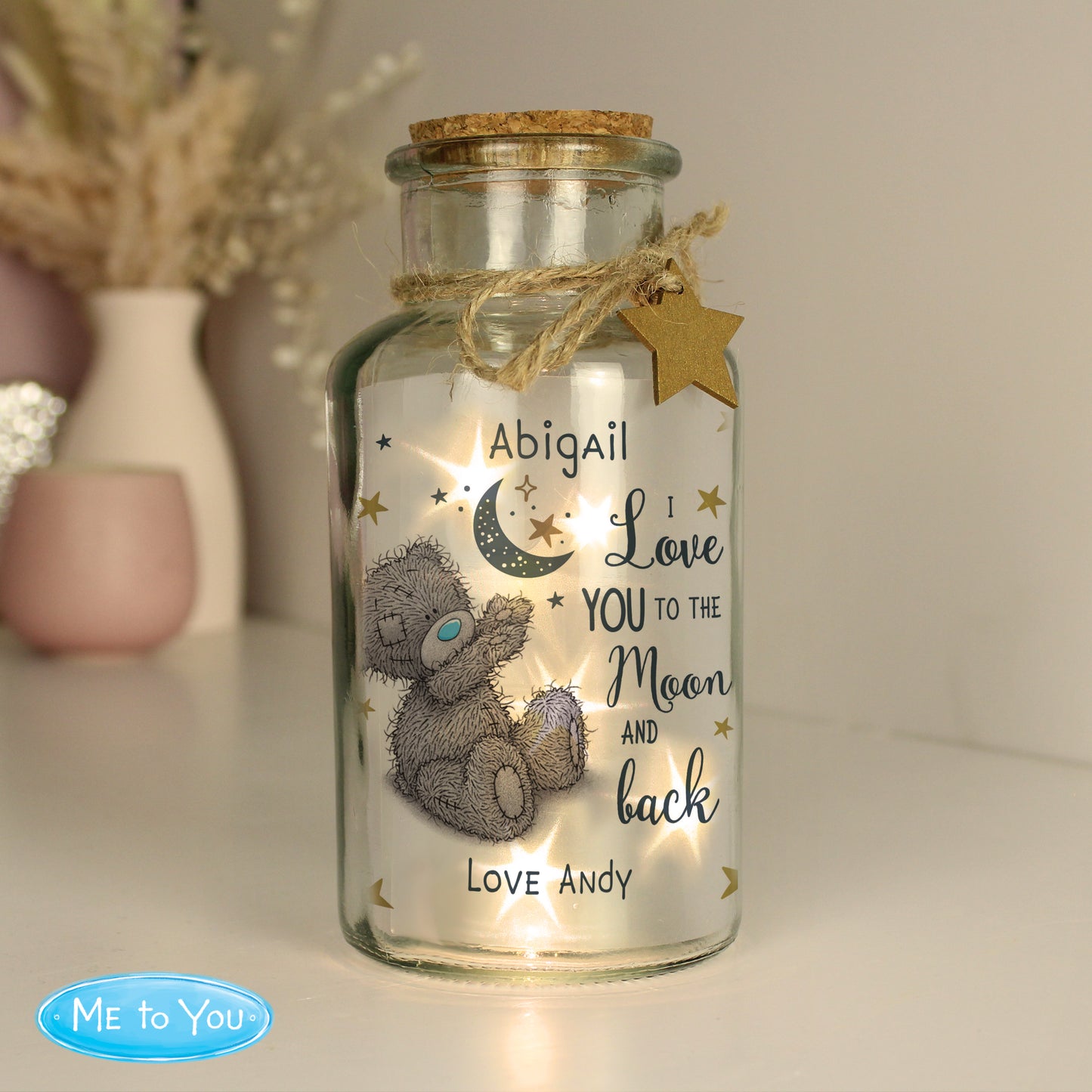 Personalised Me to You Moon & Back LED Light Up Jar image 1