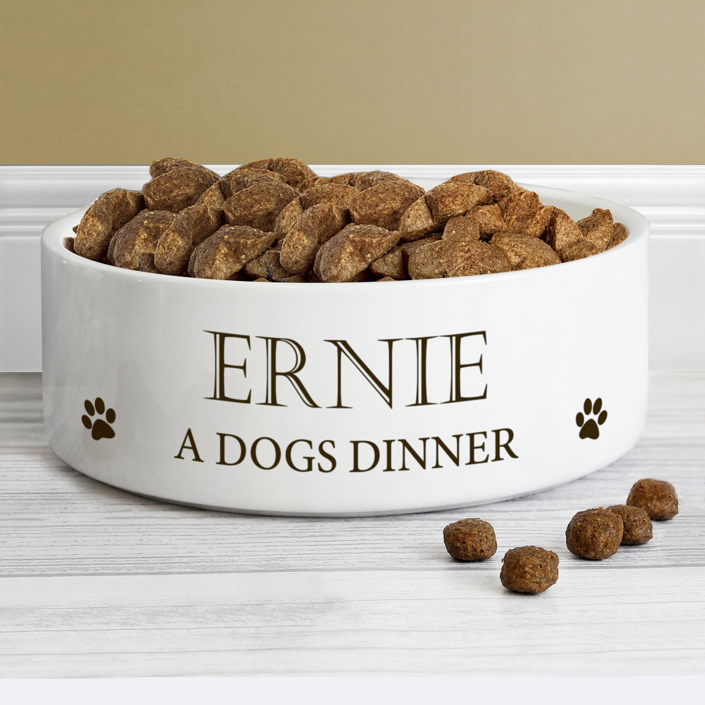 Personalised Paws 14cm Medium White Pet Bowl image 1