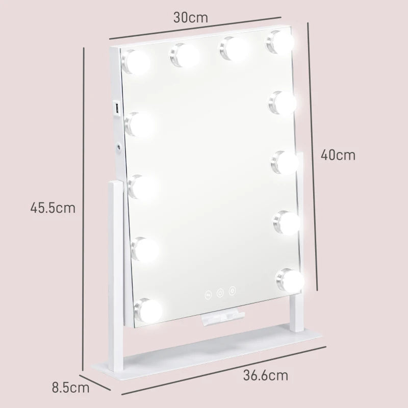 12 LED bulb Tabletop Makeup Mirror