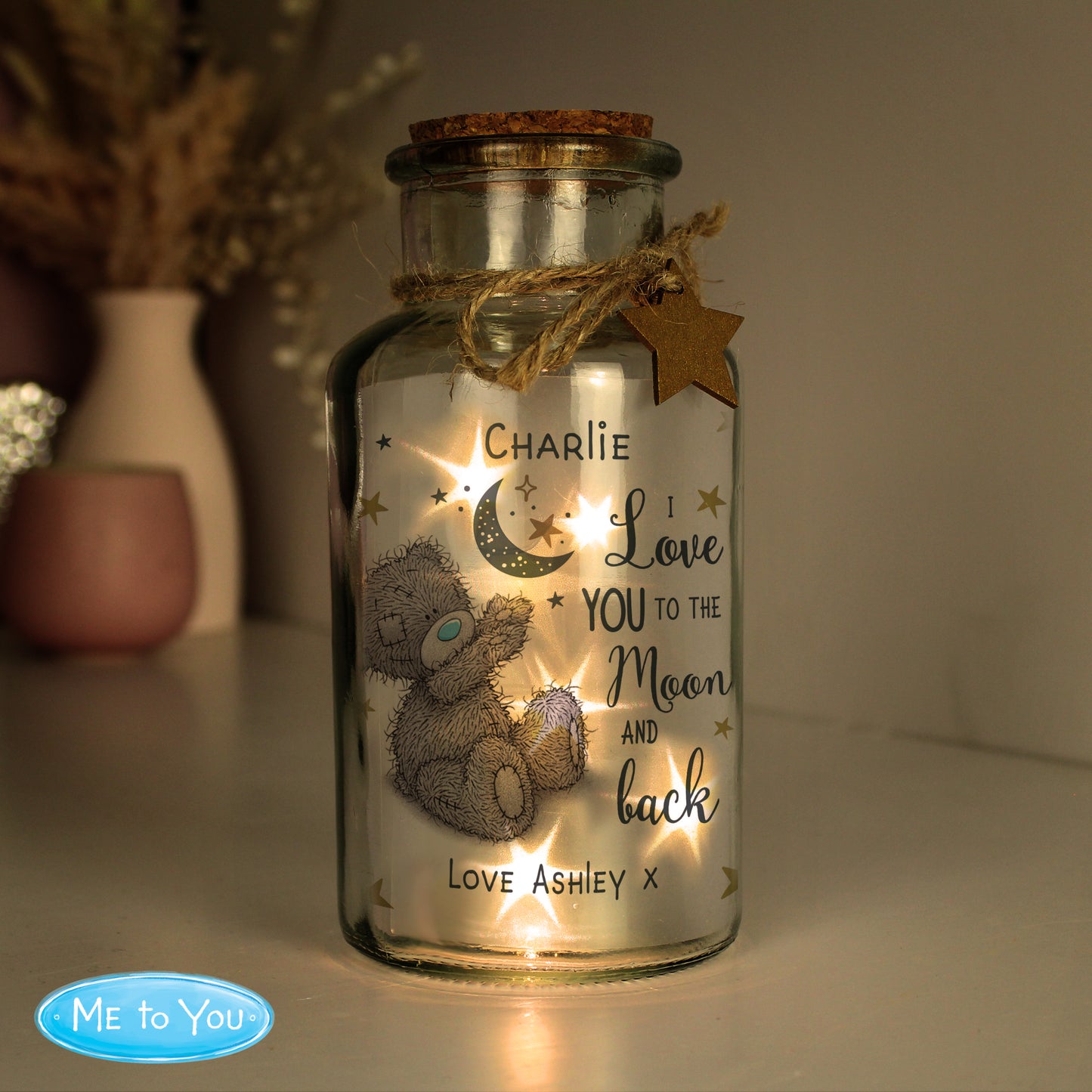 Personalised Me to You Moon & Back LED Light Up Jar image 0