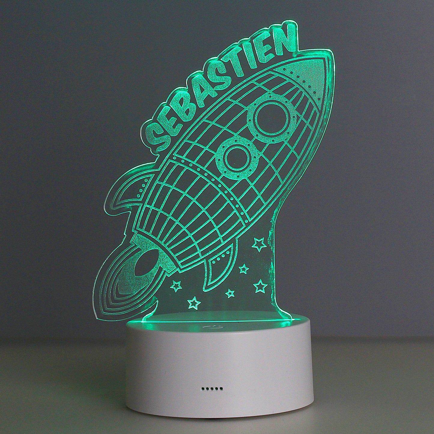 Personalised Rocket LED Colour Changing Wireframe Night Light image 0