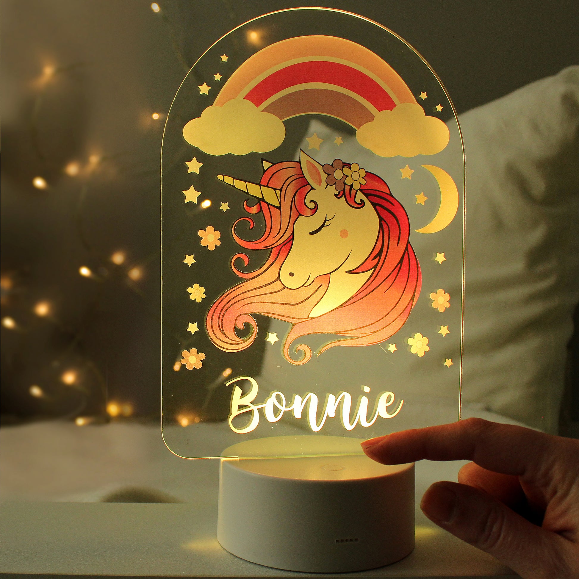 Personalised Pink Unicorn LED Colour Changing Night Light image 1