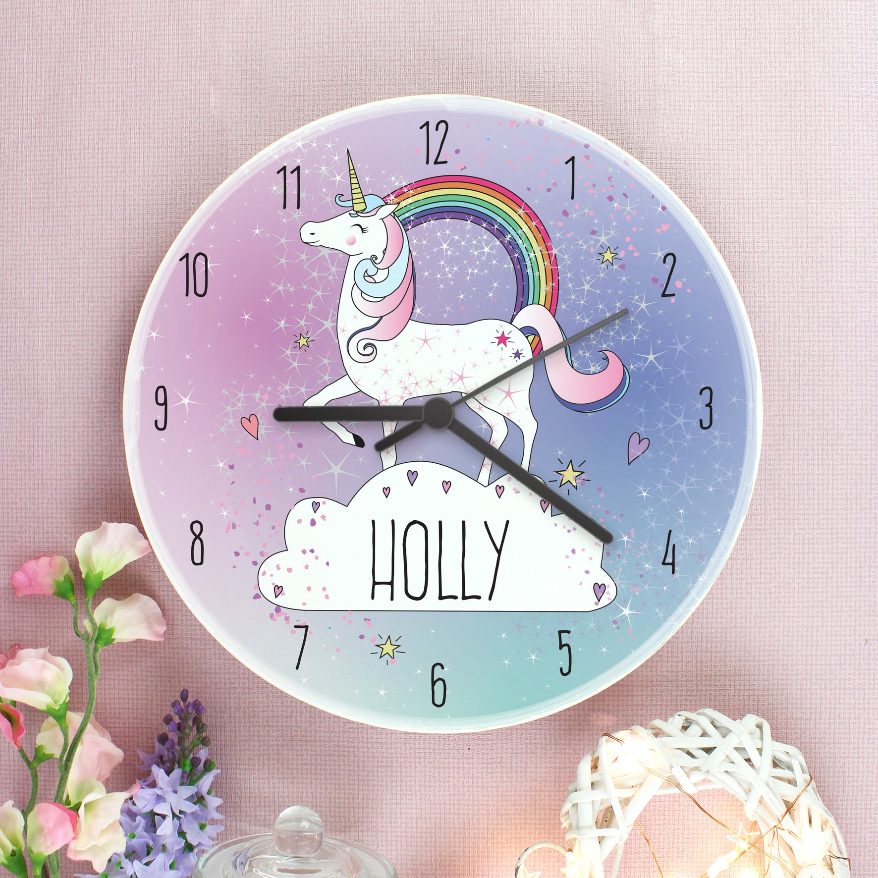 Personalised Unicorn Wooden Clock image 1