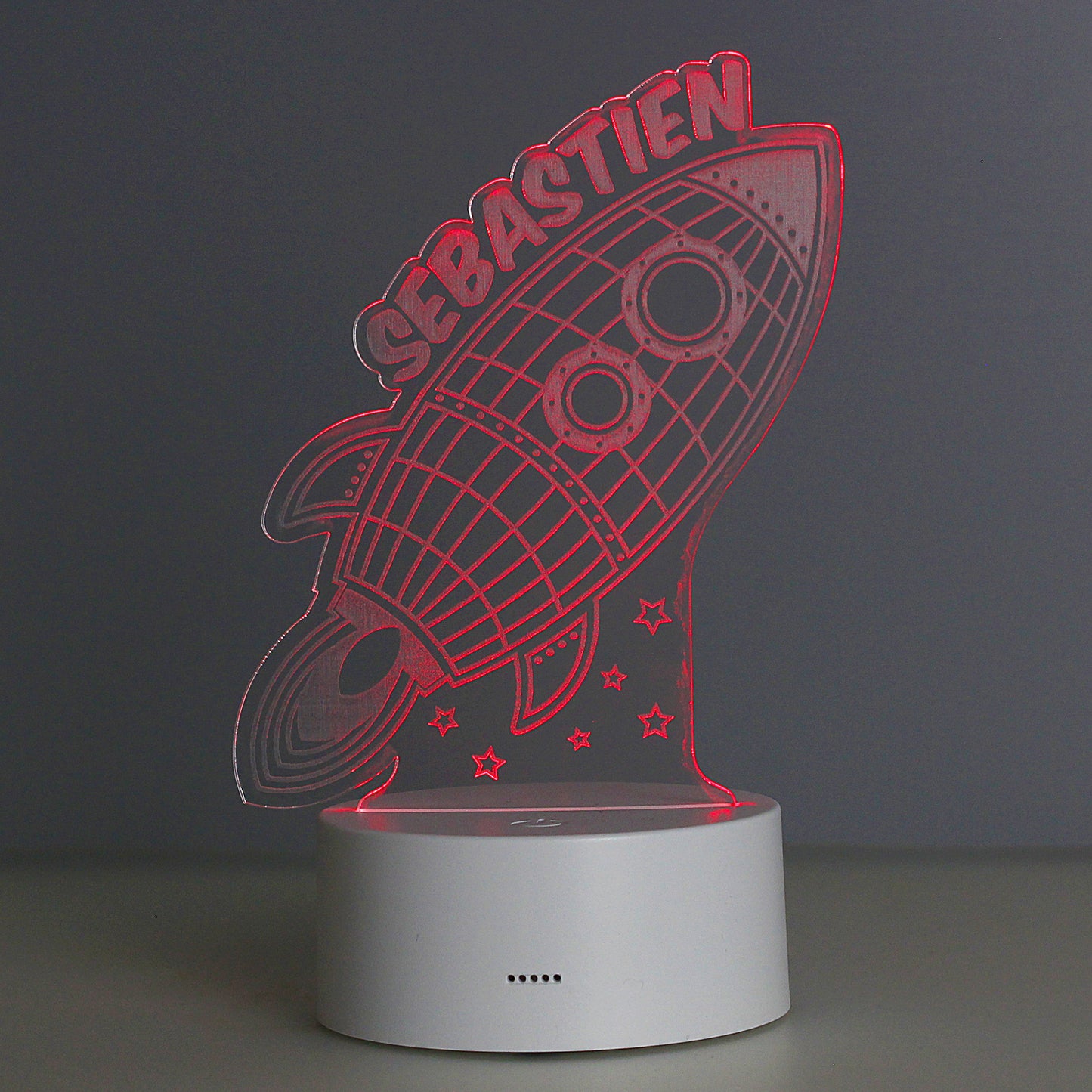 Personalised Rocket LED Colour Changing Wireframe Night Light image 1