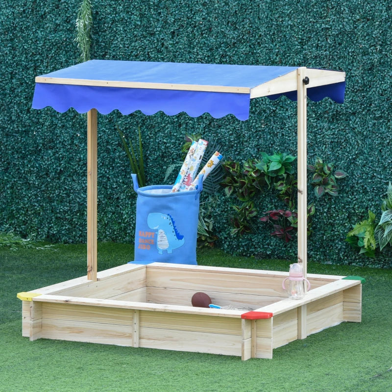 Kids Wooden Square Sandbox