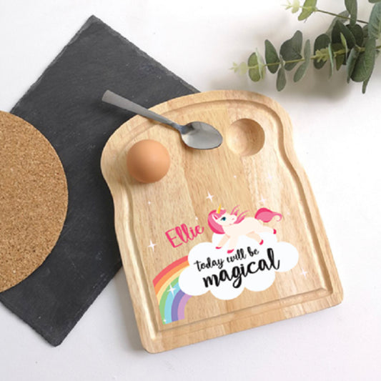 Printed TOAST SHAPED Breakfast Board – Unicorn Design