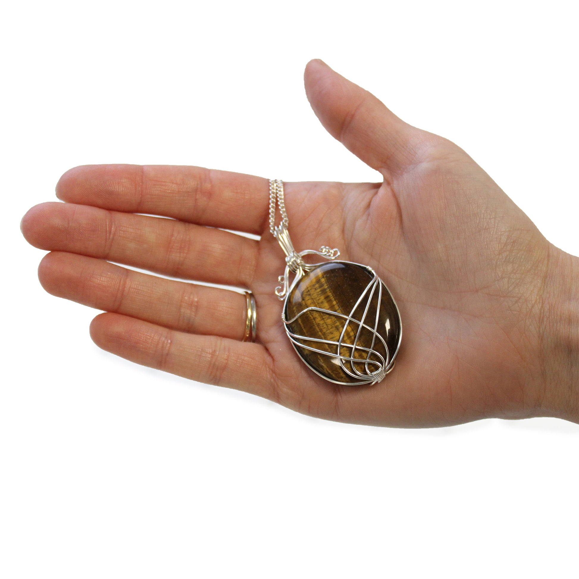 Swirl Wrapped Gemstone Necklace - Tiger Eye image 2