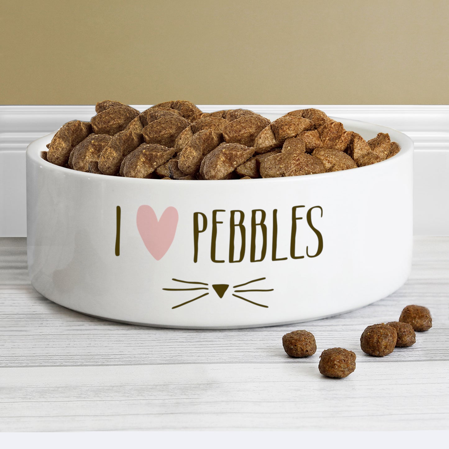 Personalised Cat Features 14cm Medium White Pet Bowl image 0