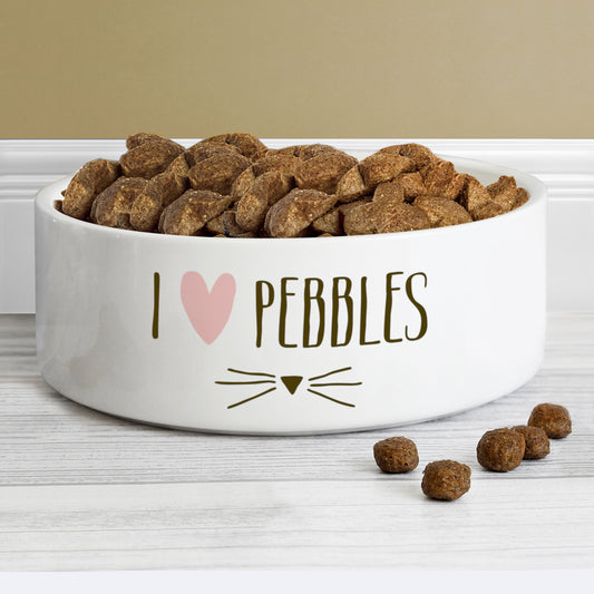 Personalised Cat Features 14cm Medium White Pet Bowl image 0