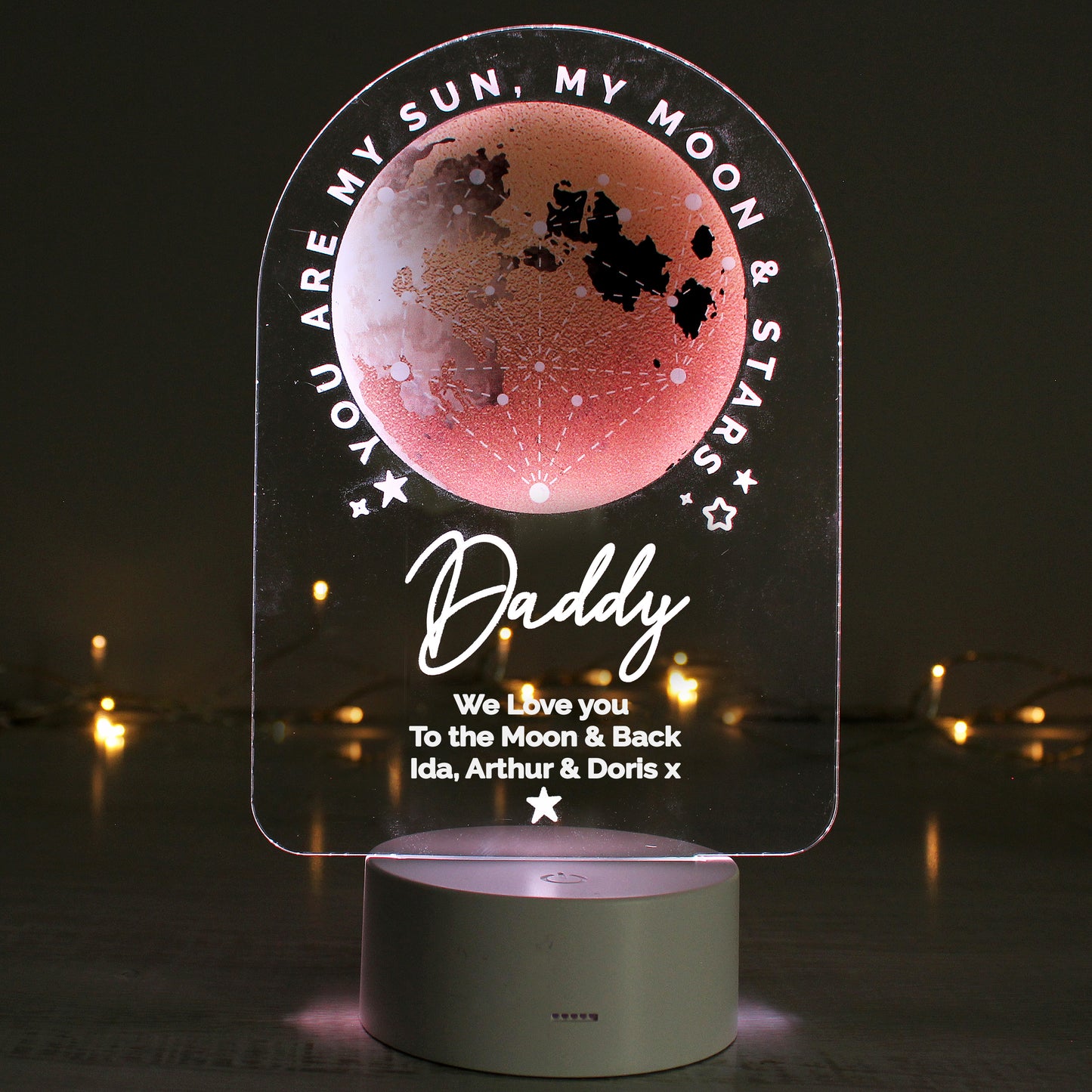 Personalised Sun Moon & Stars LED Colour Changing Night Light image 1