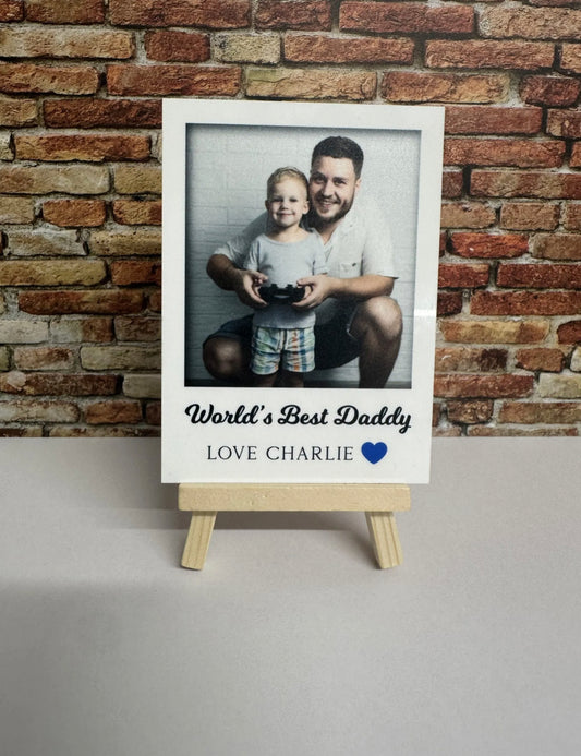 Personalised Worlds Best With Blue Heart Polaroid With Easel