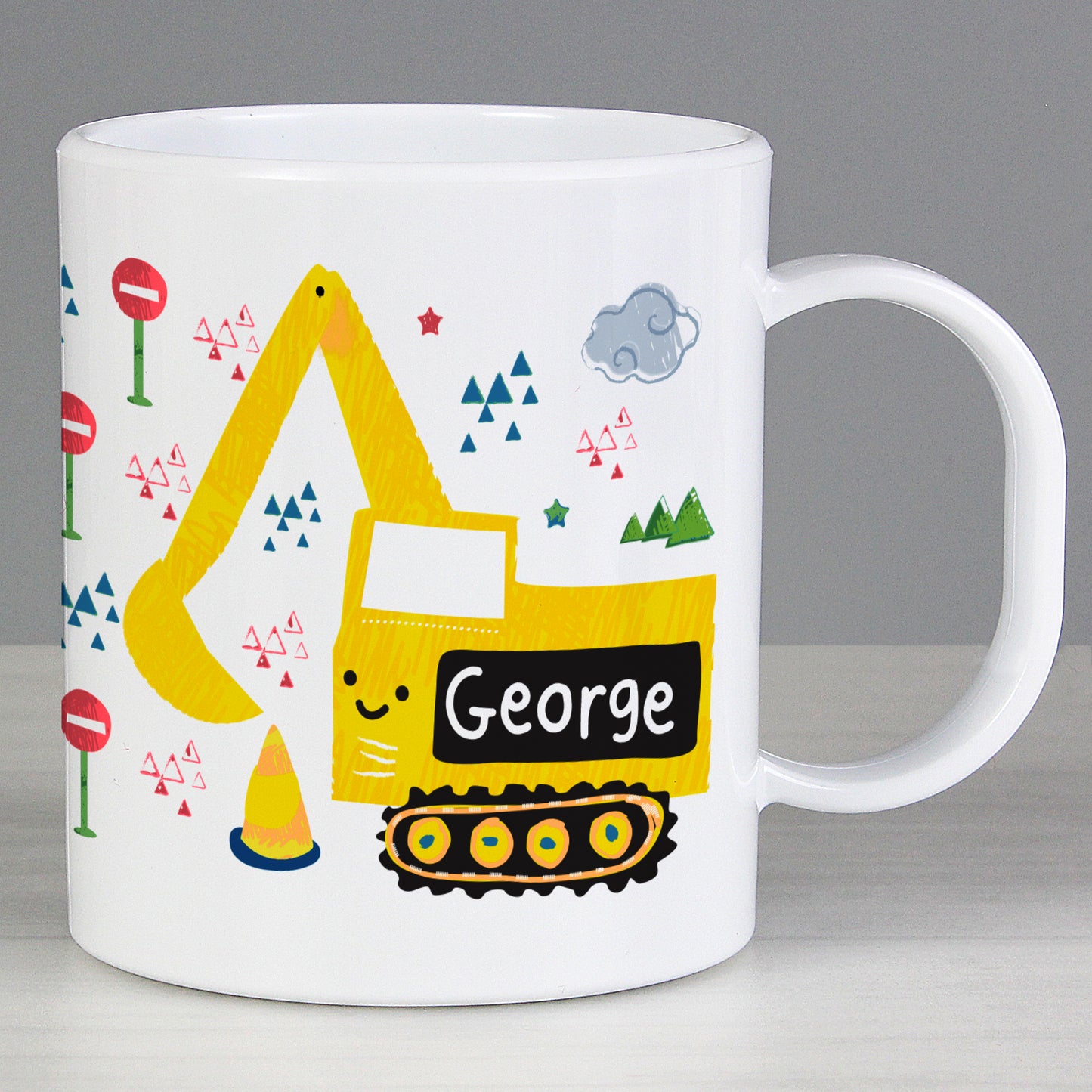 Personalised Digger Plastic Mug image 0