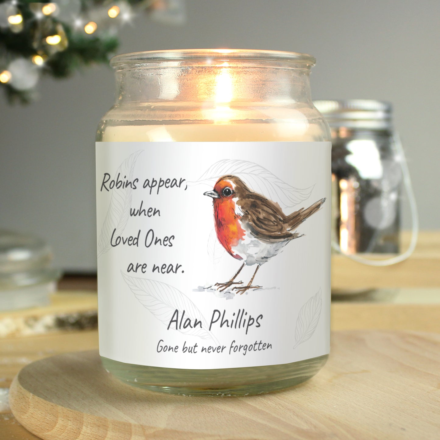 Personalised Robins Appear Large Scented Jar Candle