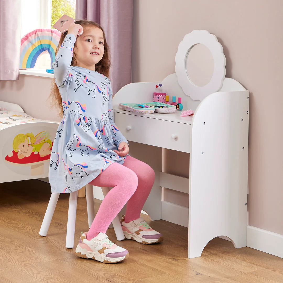 White Dressing Table and Stool Set