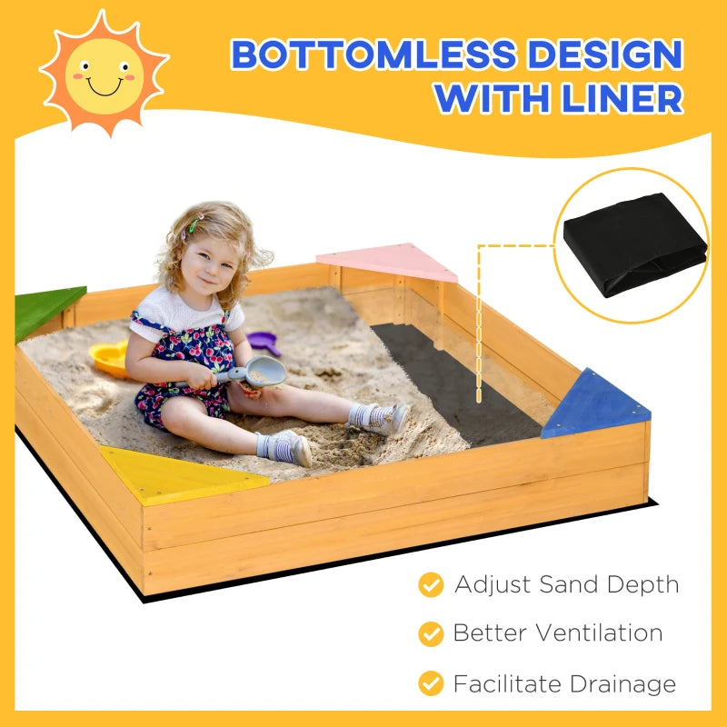 Kids Wooden Sand Pit with Four Seats