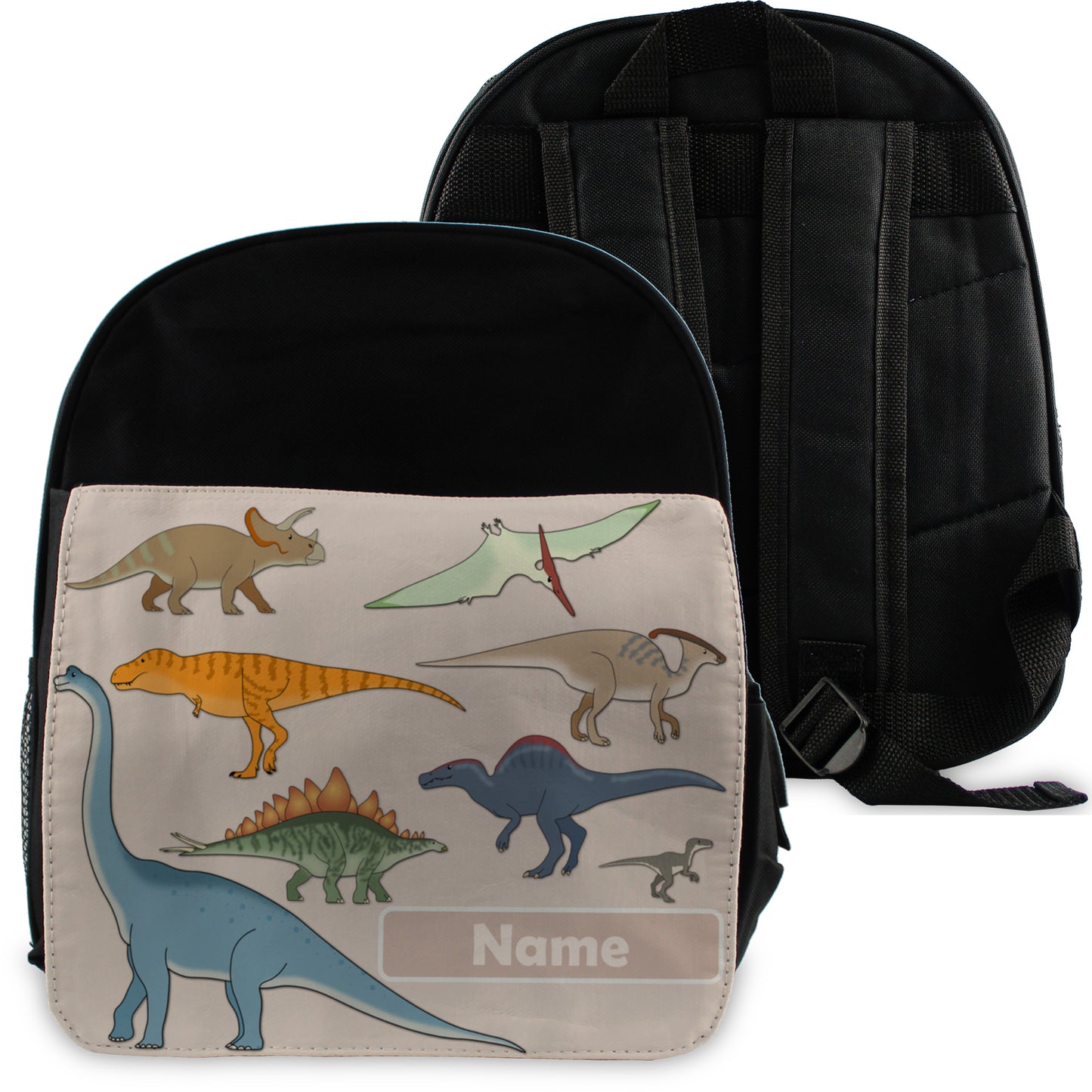 Printed Dinosaur Kids Black Backpack