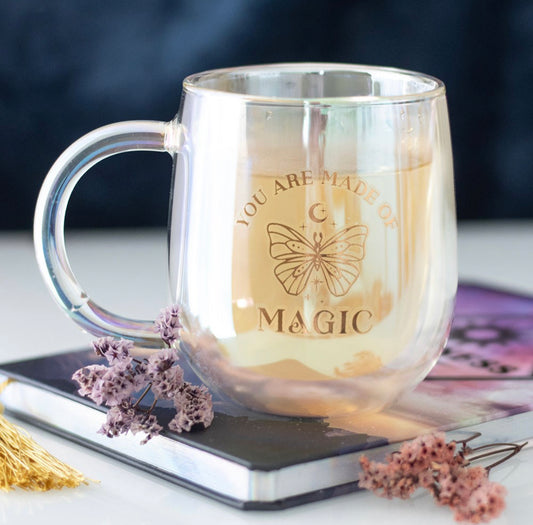 YOU ARE MADE OF MAGIC IRIDESCENT DOUBLE WALLED GLASS MUG