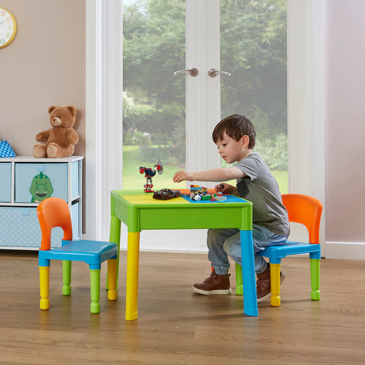 Kids 5-in-1 Activity Table and Two Chairs Set