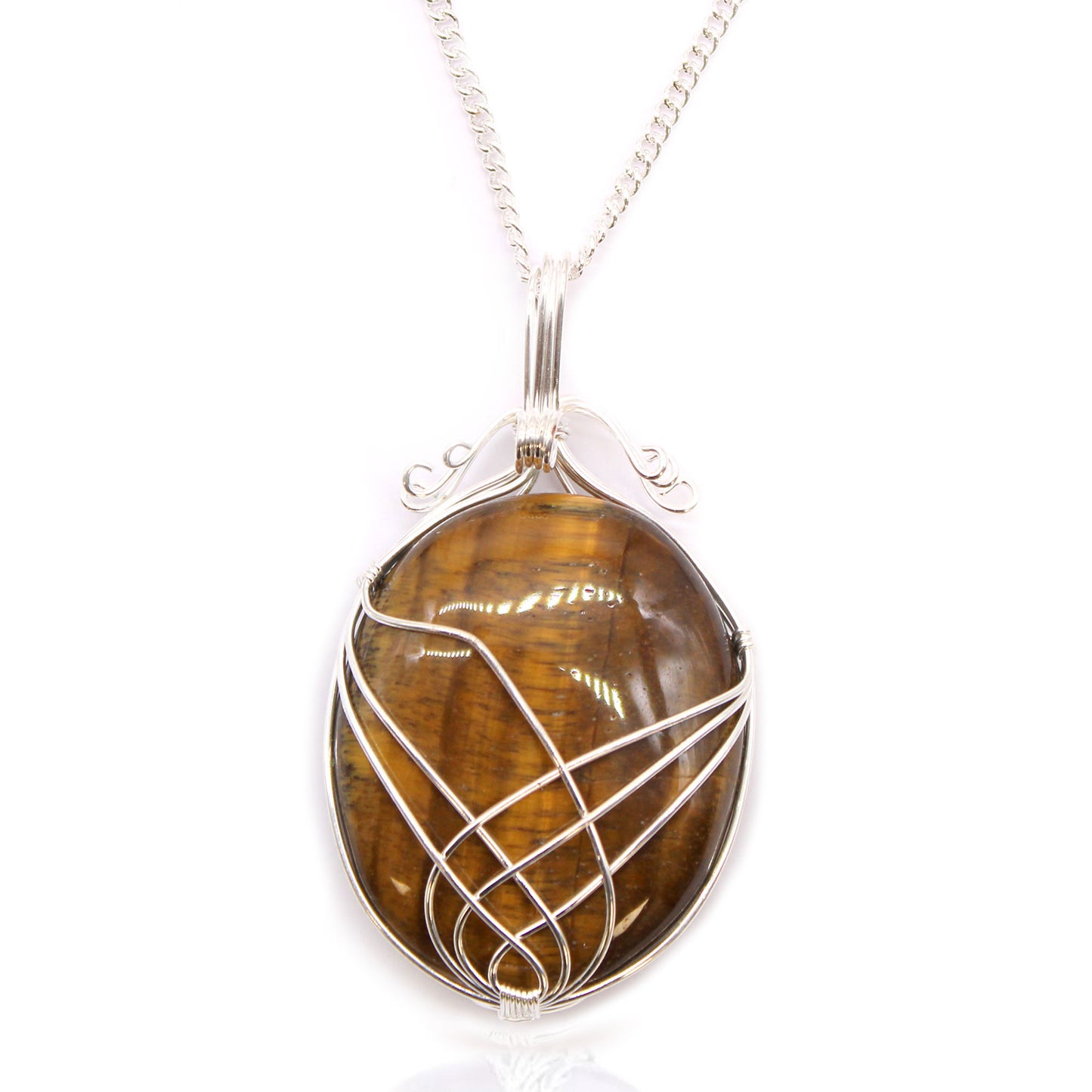 Swirl Wrapped Gemstone Necklace - Tiger Eye image 0