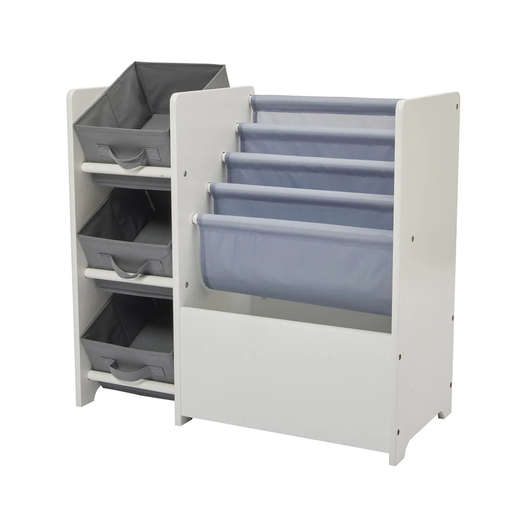 Kids White Display Unit With Fabric Storage Boxes image 2