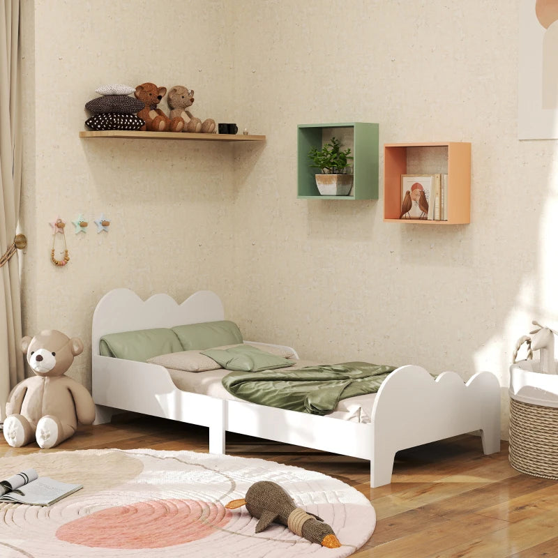 Cloud-Themed Toddler Bed Frame with Safety Rails