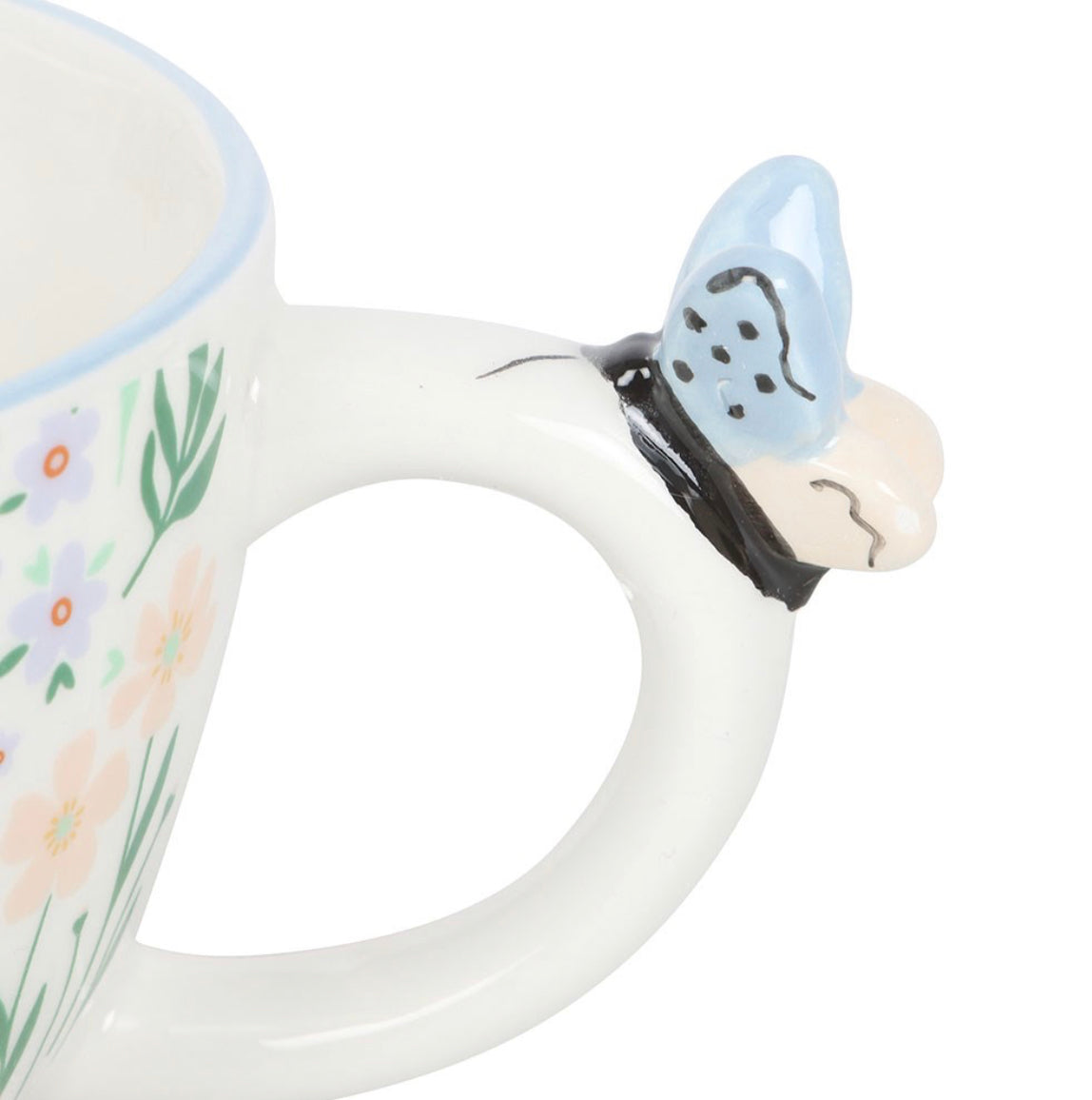 HELLO BEAUTIFUL DITSY FLORAL PRINT MUG WITH BUTTERFLY