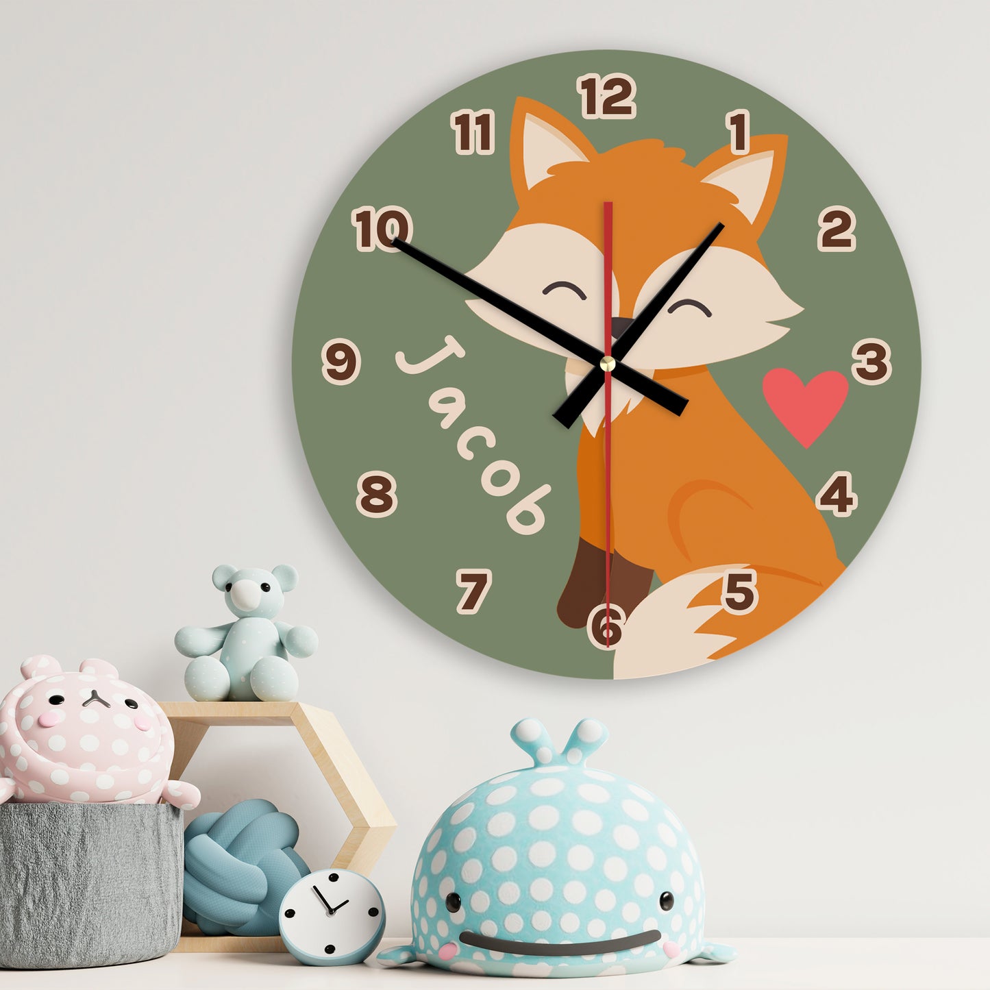 Woodland Fox Wooden Wall Clock image 1