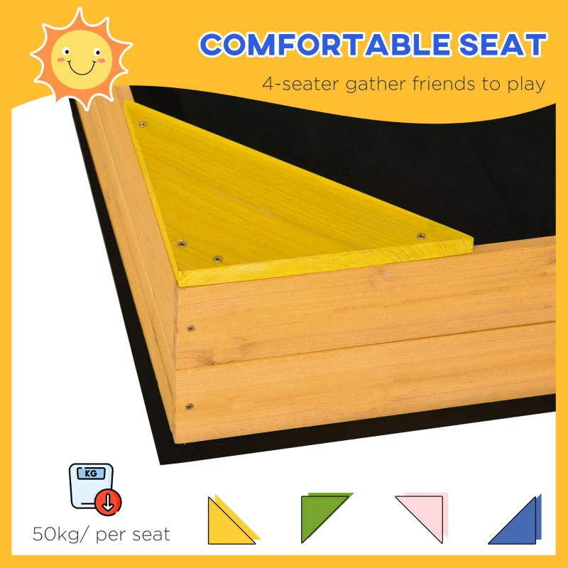 Kids Wooden Sand Pit with Four Seats