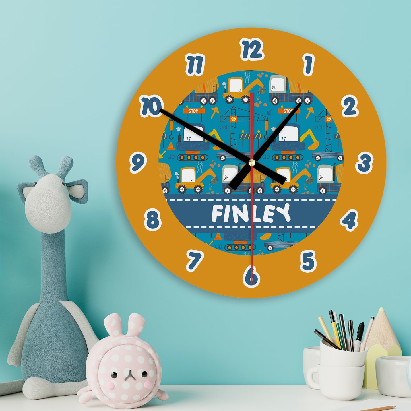 Digger Fun Wooden Wall Clock image 0