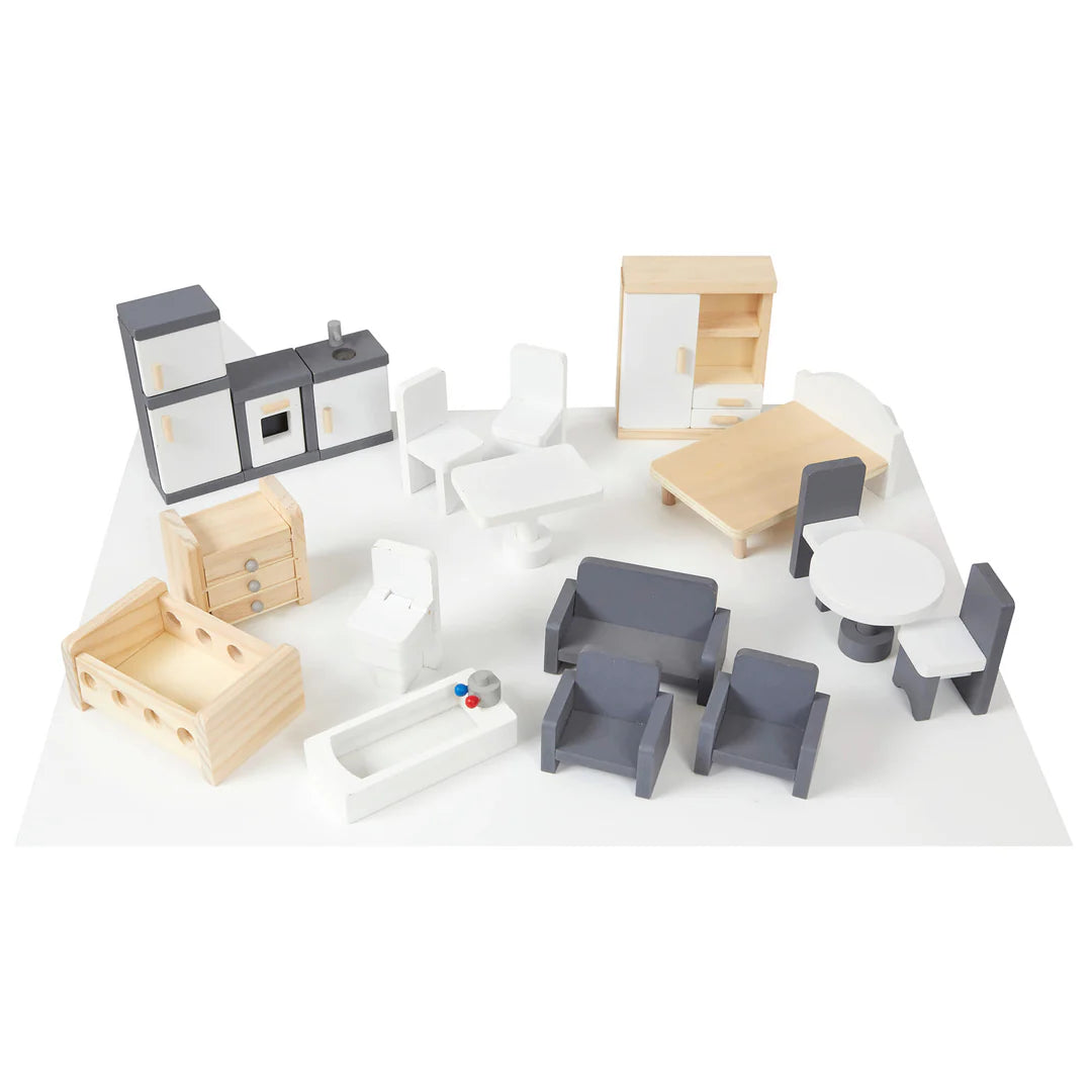 Contemporary Dolls House with 18 Handcrafted Wood Furniture Accessories image 2