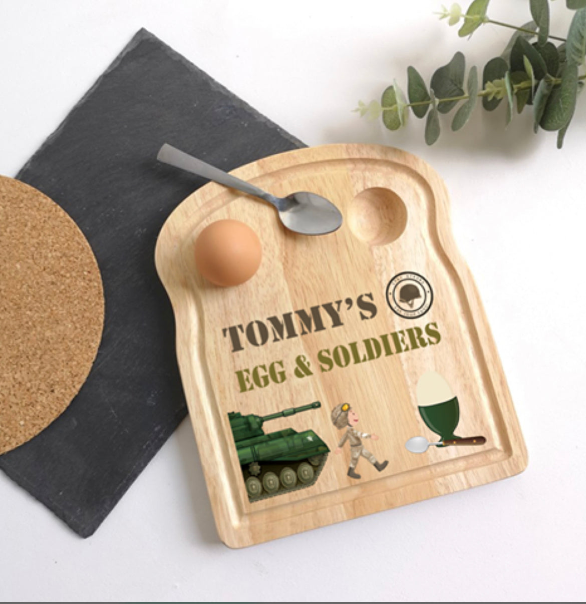 Printed TOAST SHAPED Breakfast Board – Soldier Design