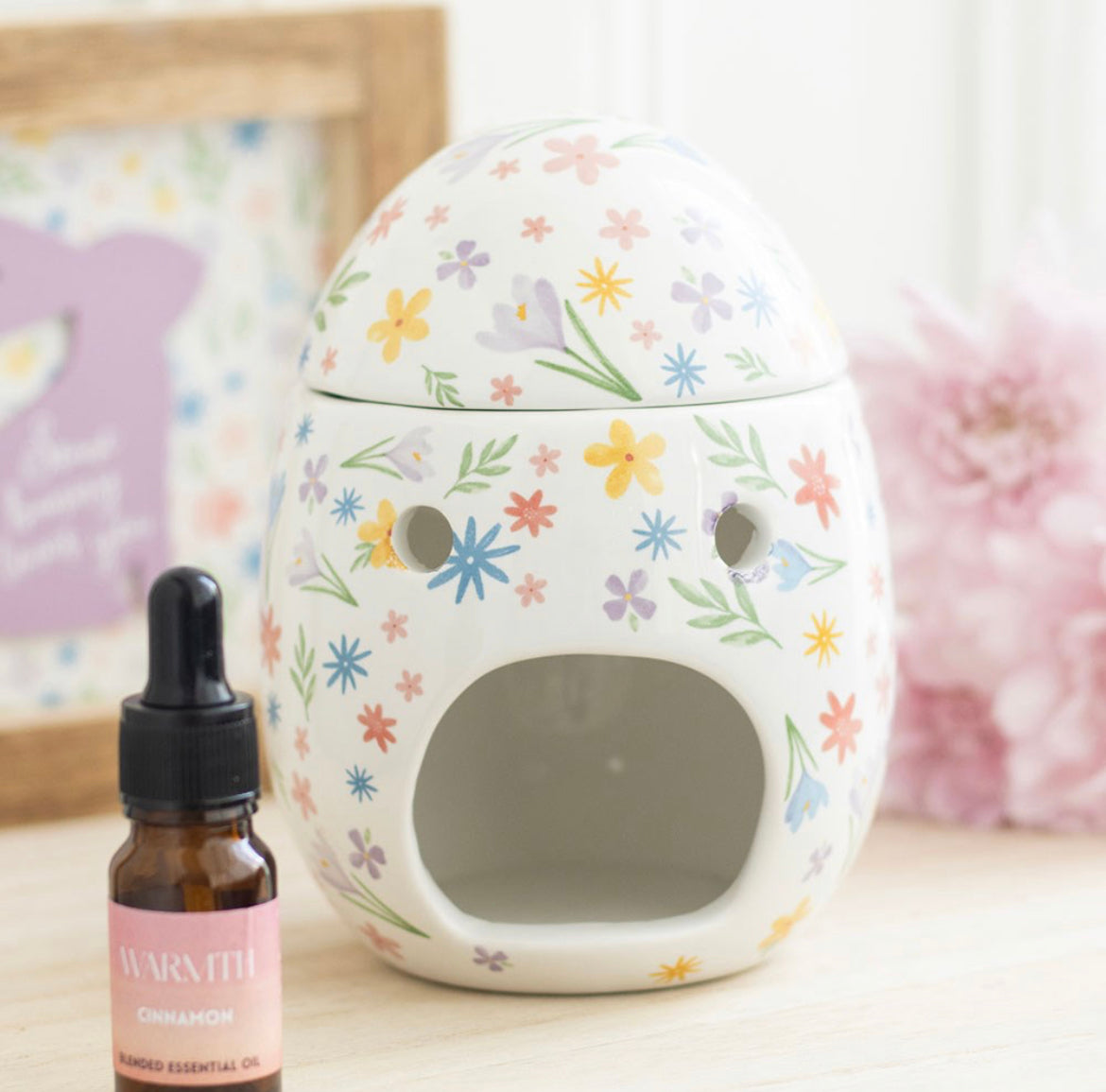 SPRING FLORAL PRINT EGG OIL BURNER AND WAX WARMER