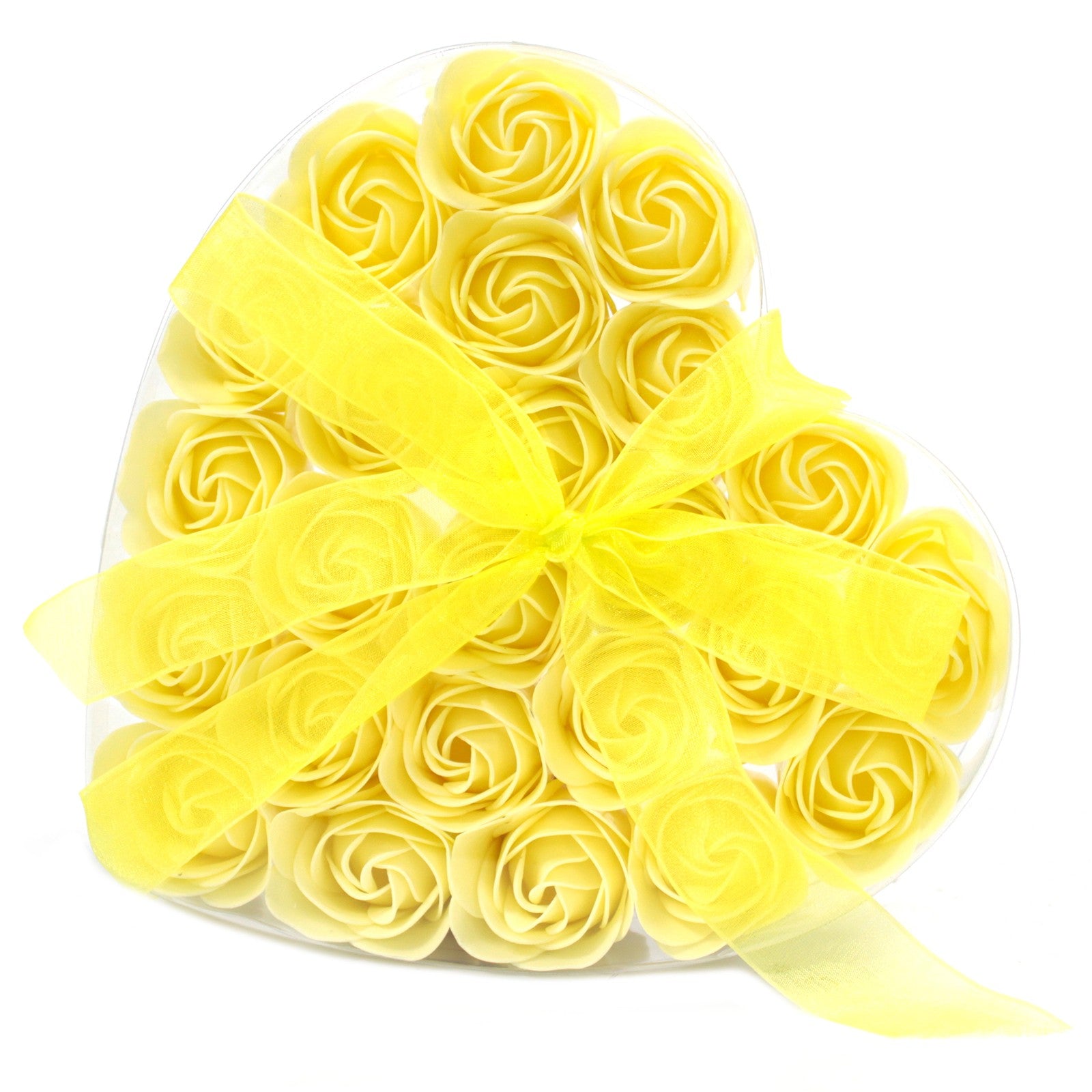 Set of 24 Soap Flower Heart Box - Yellow Roses image 0