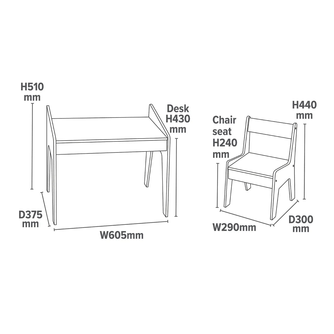 Kids White and Pine Play Table and Chair Set