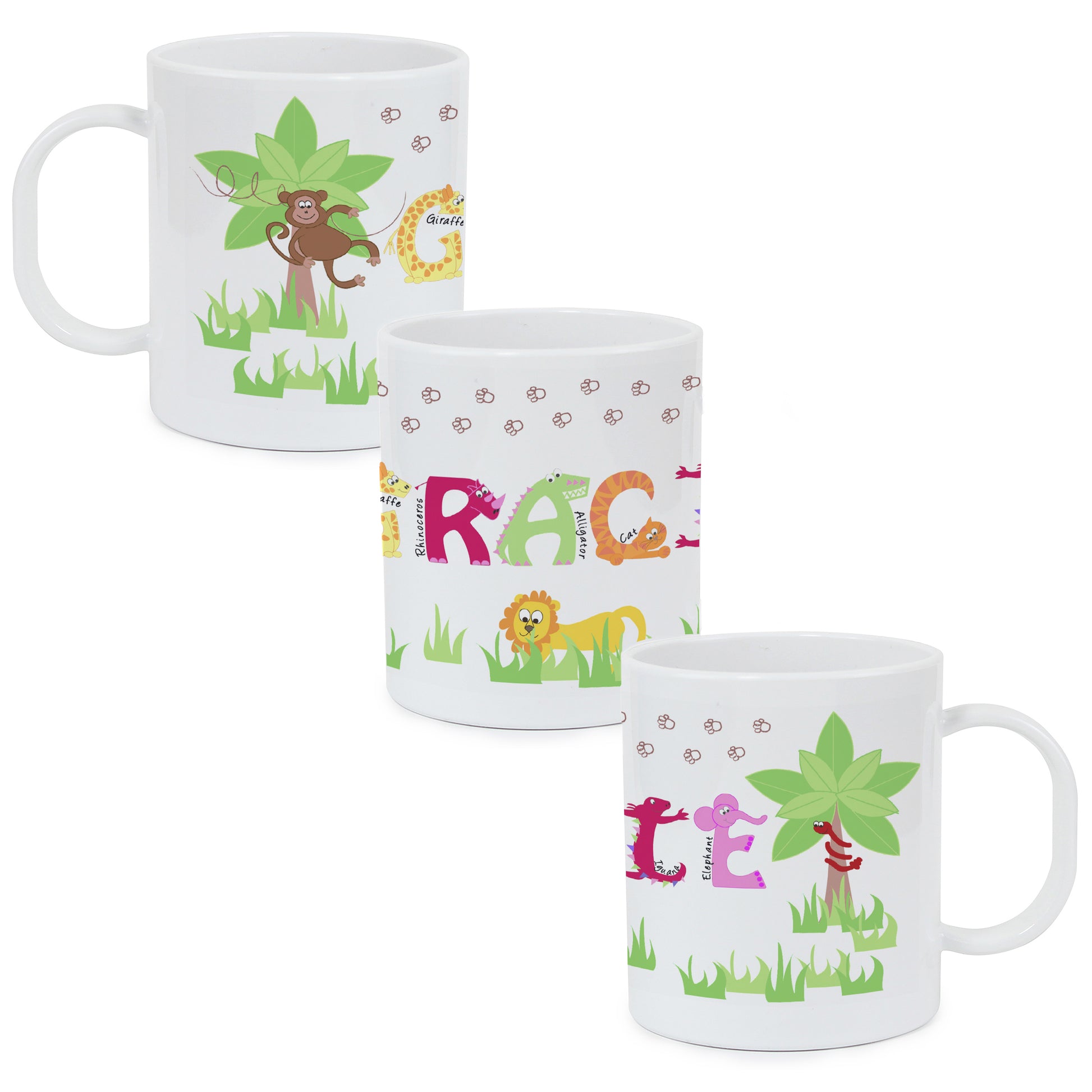 Personalised Pink Animal Alphabet Plastic Cup Mug image 2