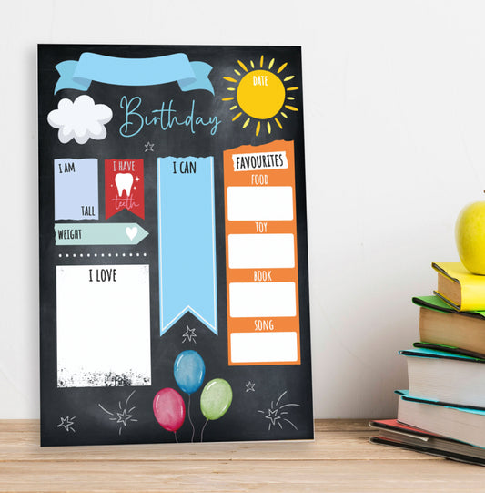 Printed Chalkboard Effect Birthday Board Photo Prop