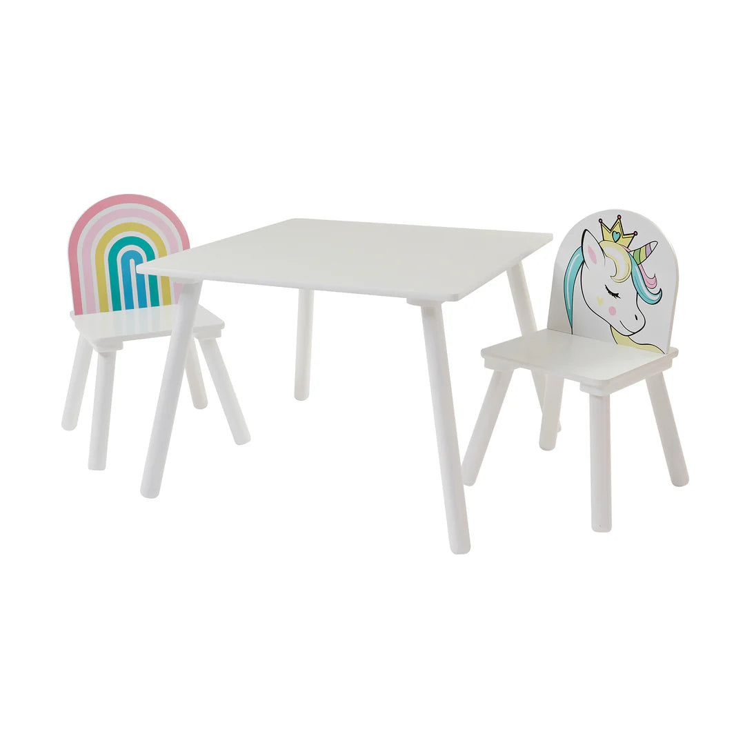 Kids Unicorn Table and Two Chairs Set