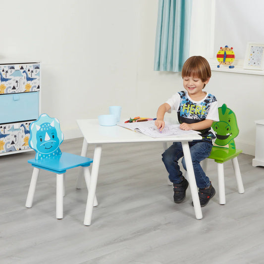 Kids Dinosaur Table and Two Chairs Set