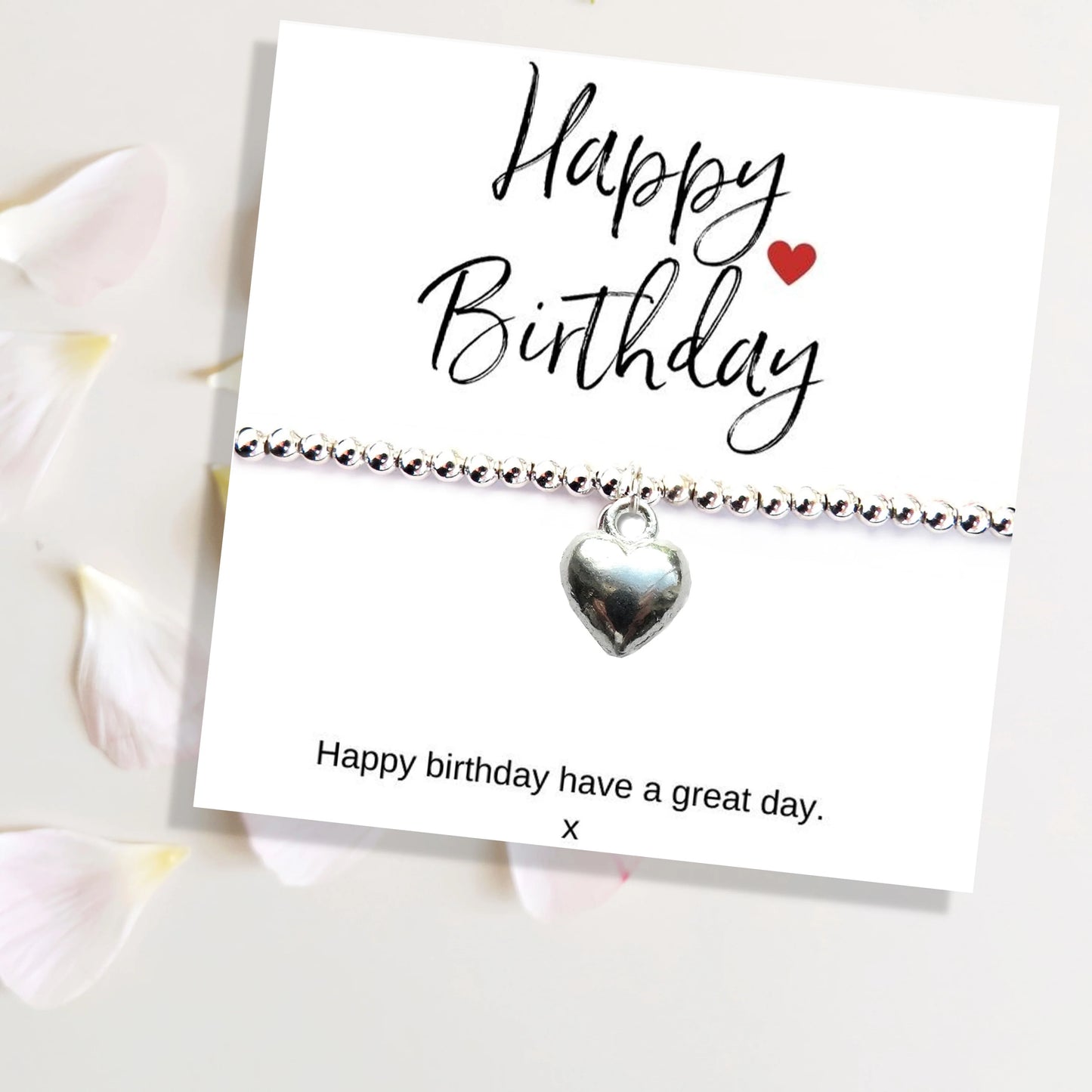 Small Happy Birthday Gift Hamper - Silver Heart Bracelet, Chocolates & Candle image 1