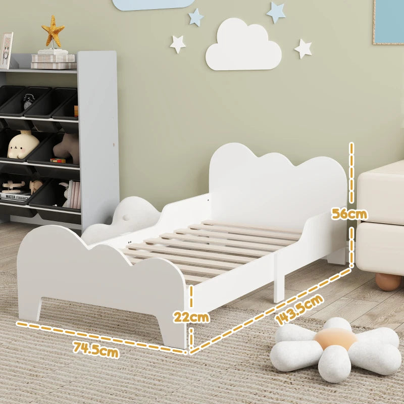 Cloud-Themed Toddler Bed Frame with Safety Rails