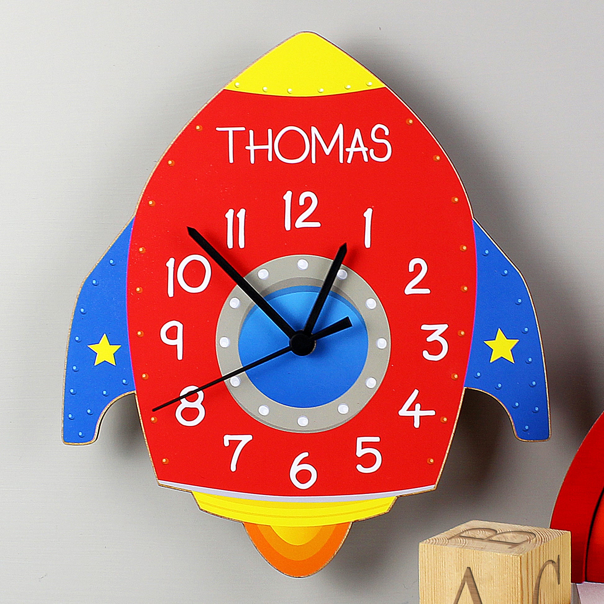 Personalised Rocket Shape Wooden Clock image 2