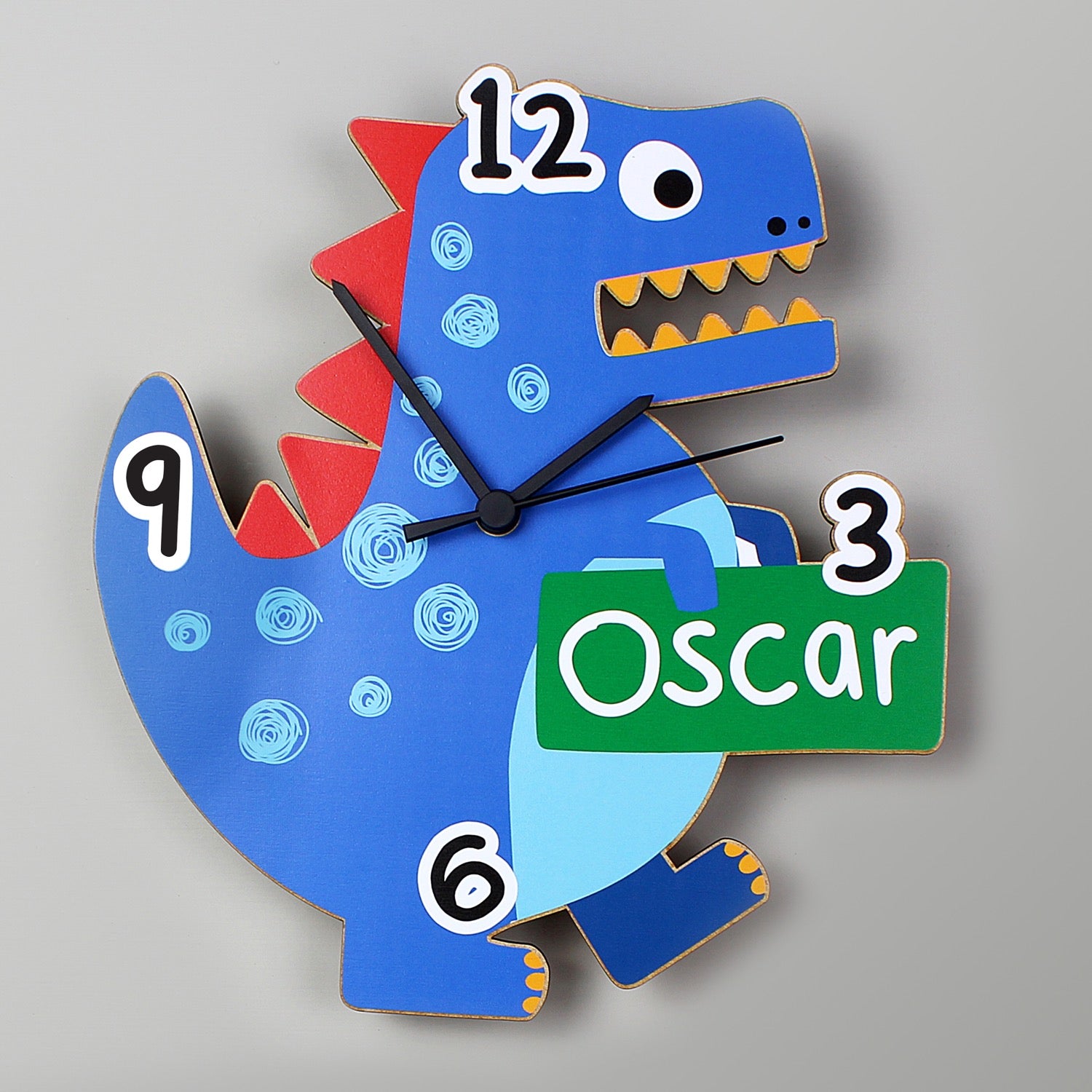 Personalised Dinosaur Shape Wooden Clock image 1