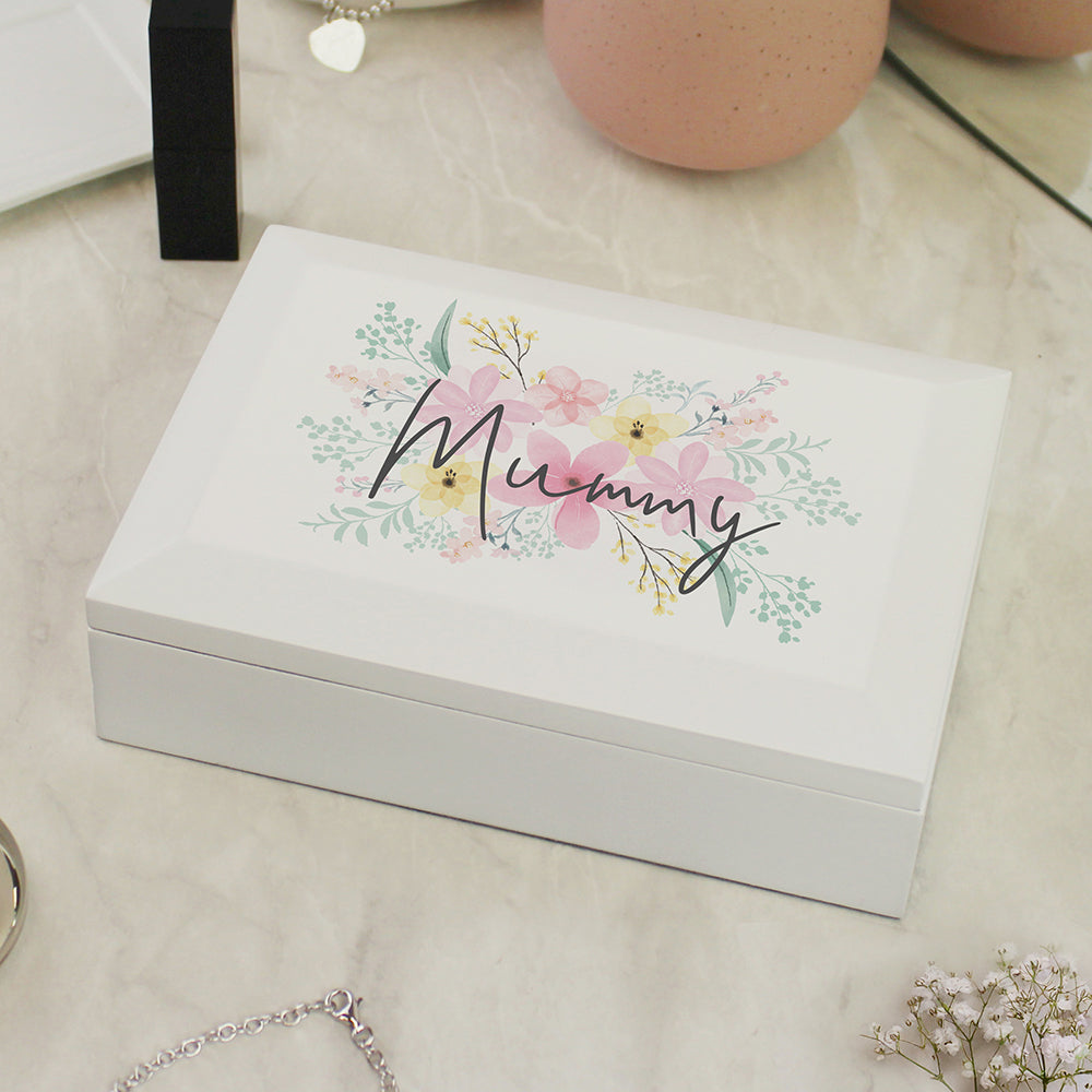 Personalised Floral Wooden Jewellery Box