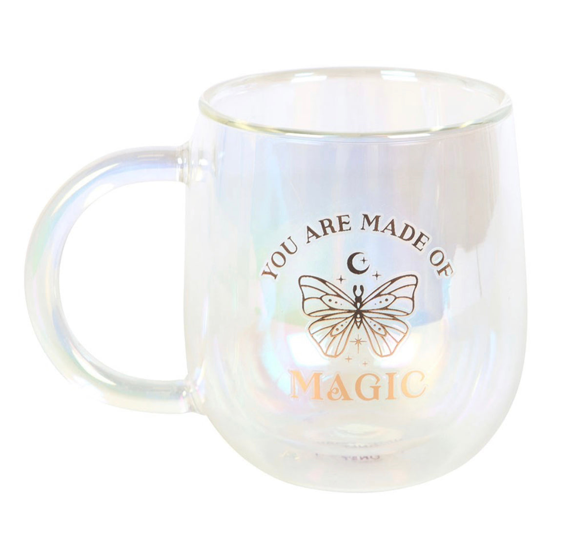 YOU ARE MADE OF MAGIC IRIDESCENT DOUBLE WALLED GLASS MUG