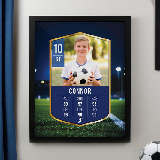 Personalised Photo Upload Football Card Black Poster Frame