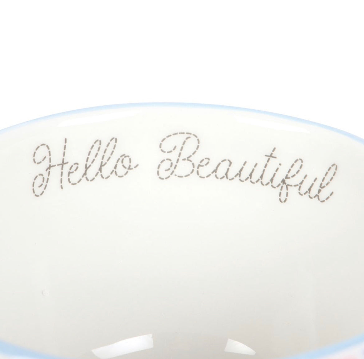 HELLO BEAUTIFUL DITSY FLORAL PRINT MUG WITH BUTTERFLY