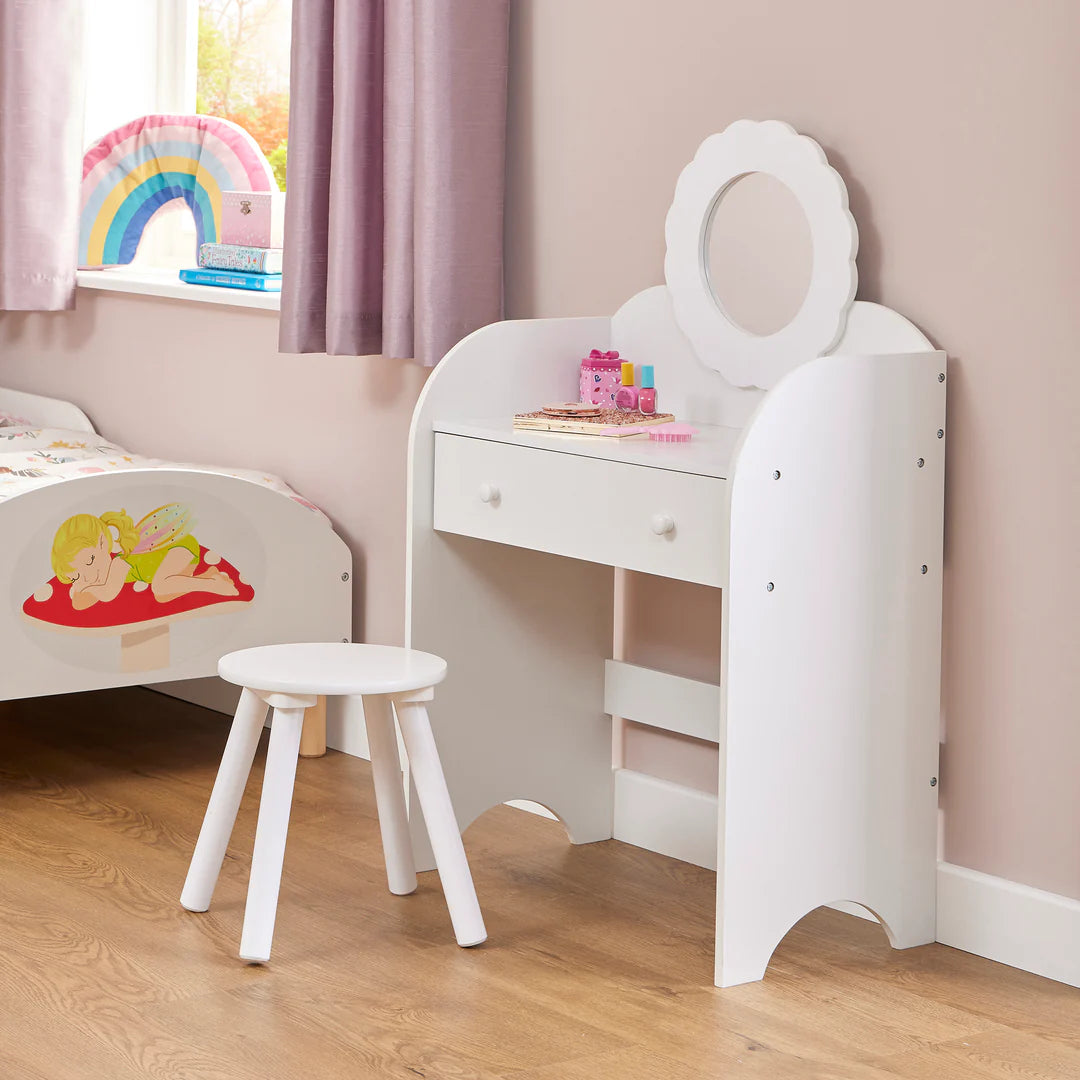 White Dressing Table and Stool Set