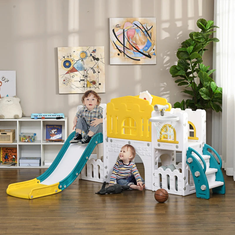 7-in-1 Toddler Slide with Basketball Hoop