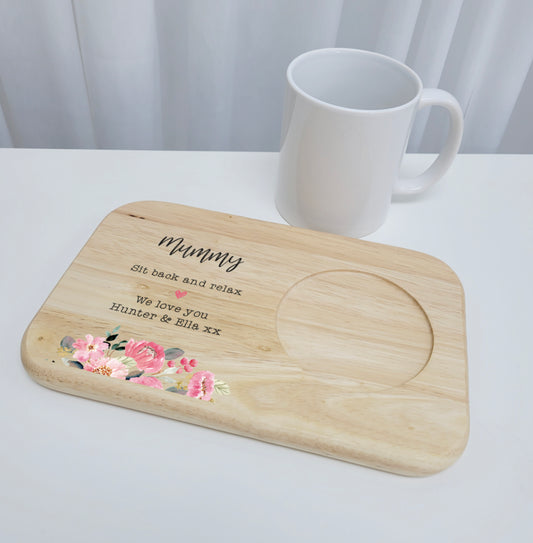 Printed Wooden Tea and Biscuits Tray – Floral